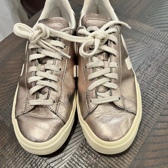 Veja gold lace casual shoes gold 9.5 women - Picture 6 of 10